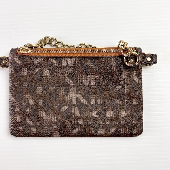 Michael Kors Small Chain Strap Wristlet Bags Brown MK Logo Damage - Picture 5 of 7